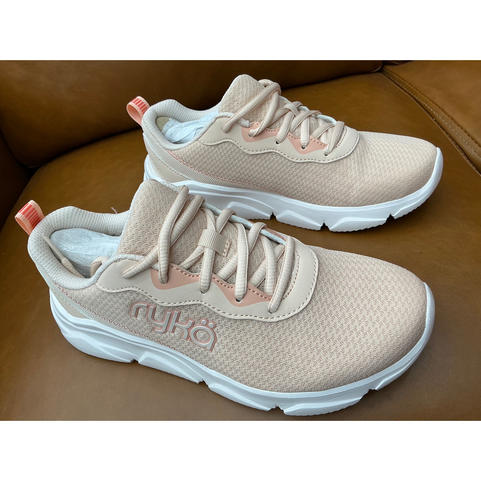 Ryka Glide Walking Sneakers Womens 7w Apricot Beige Mesh Max Cushion
